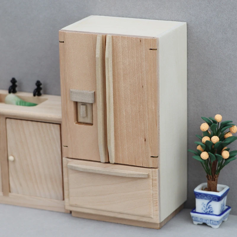 1:6/1:12 Dollhouse Miniature Double-door Refrigerator Fridge Furniture Model Decor Toy Doll House Accessories