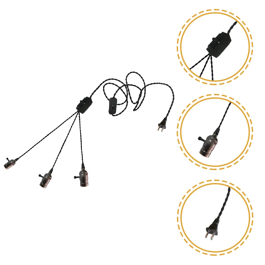 Retro Industrial Pendant Light Hanging Lamp Plug In Socket Vintage Chandelier Plug In Light Socket Lighting for Home Cafe