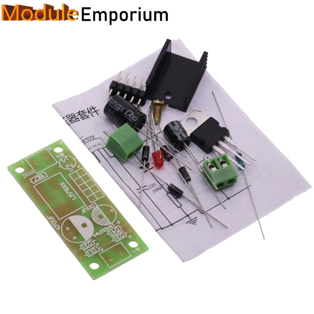 DIY KIT LM7805 L7805 DC/AC Three Terminal Voltage Regulator Power Supply Module 5V 6V 9V 12V Output Max 1.2A