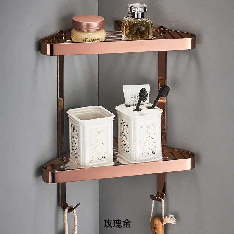 Vidric Corner Shelf Bathroom Shelf Shower Shampoo Cosmetic Shelves Brass Shower Rack Black/Gold Bathroom Storage Organizer Rack