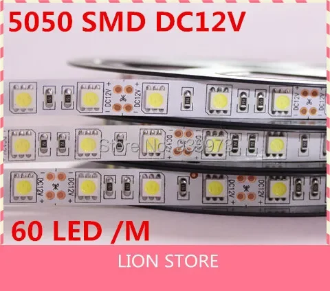 Tira de luces LED SMD 5050, luz flexible de 12V, 60LED/m,5m, 300LED, blanco, blanco cálido, blanco frío, azul, verde, rojo, amarillo, NW, RGBW, RGB,