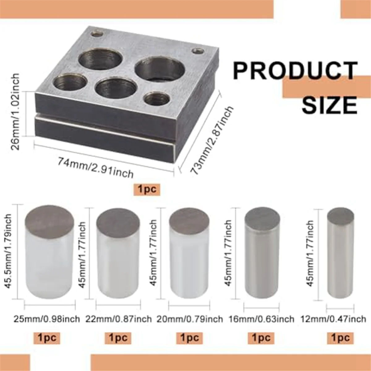 

ABQR 5 Piece Disc Cutter with 5 Round Punch Sizes 1/2In 5/8In 3/4In 7/8In 1In Round Circular Disc Cutter Jewelry Making Metal