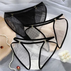 Lace Sexy Mesh Panties Women's Dots Briefs Underwear See-through High Elastic Net Yarn Female Lingerie for Women Underpants New