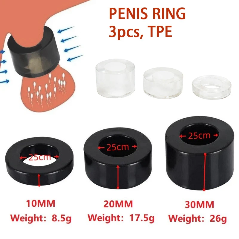 

3pcs TPE Cock Ring Penis Rings Lock Erection Delay Time Ejaculation Enlargement Ball Stretcher Sex Toy Big Man for men