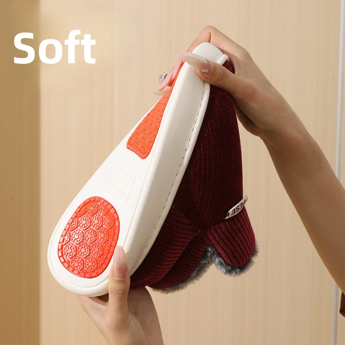 الرجال والنساء شتاء دافئ نعال من القطن أفخم داخل لينة سميكة وحيد أحذية منزلية عدم الانزلاق مريحة المنزل الأحذية الموسم البارد #5