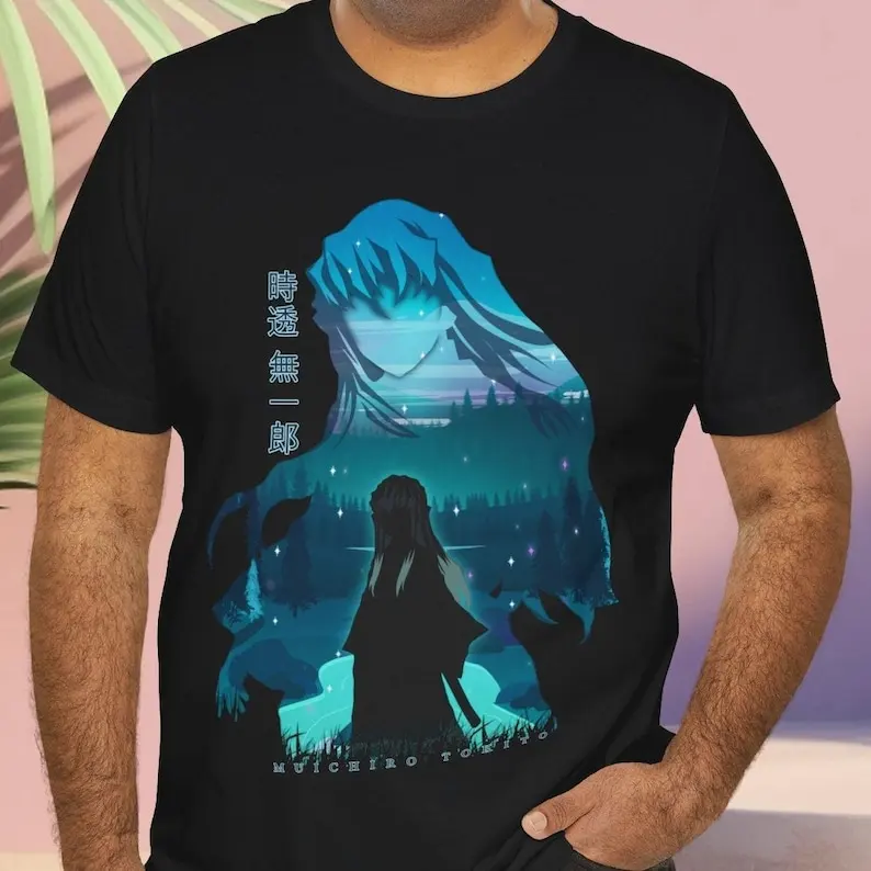 Aesthetic Breath of Mist Pillar - Vintage Silhouette Tokito Hashira of Demon Anime Graphic Unisex Short Sleeve T-Shirt