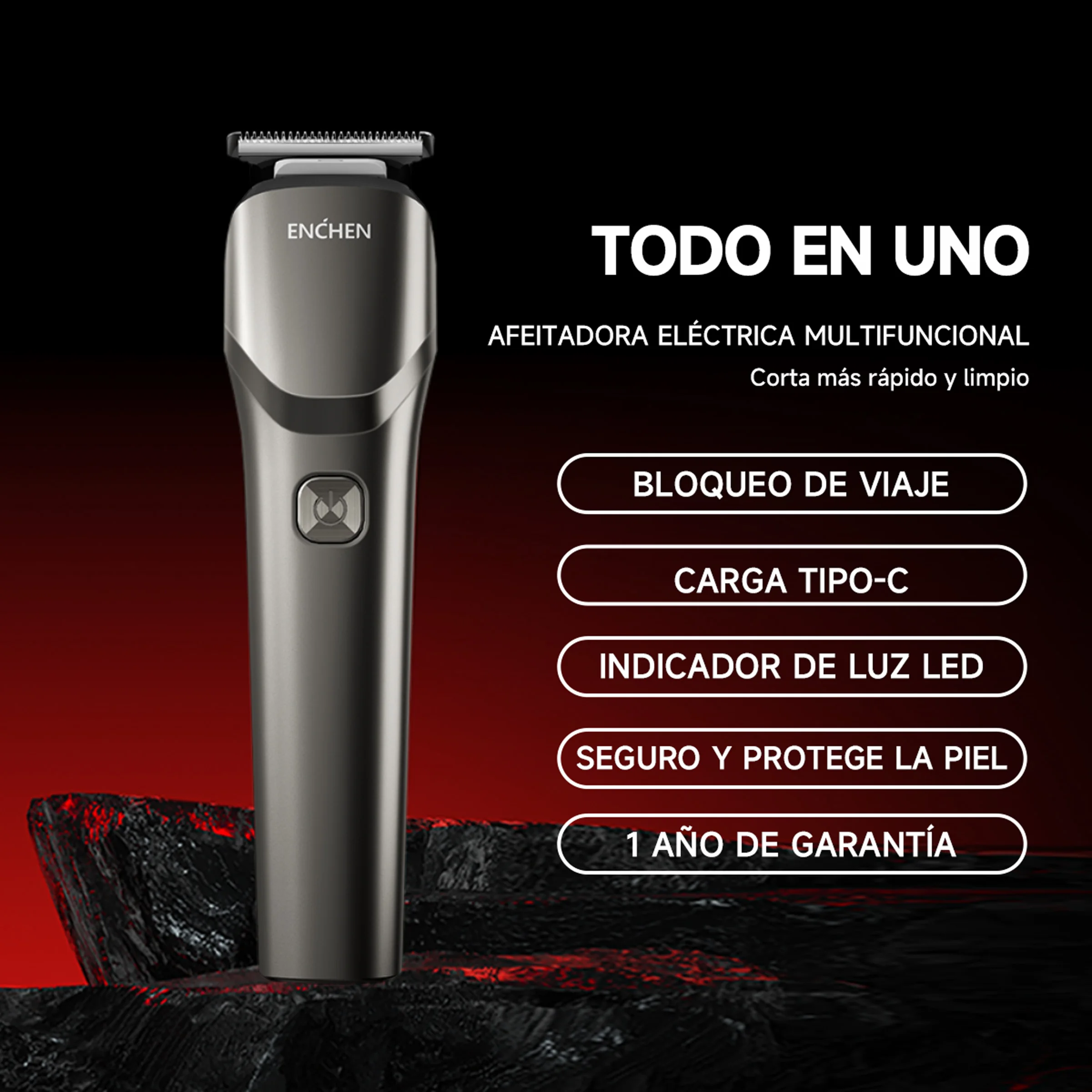 Aparador de Pelo Eléctrico ENCHEN Beardo 2 para Hombres, Cortapelos Recargable por Tipo-C, Herramientas de Aseo