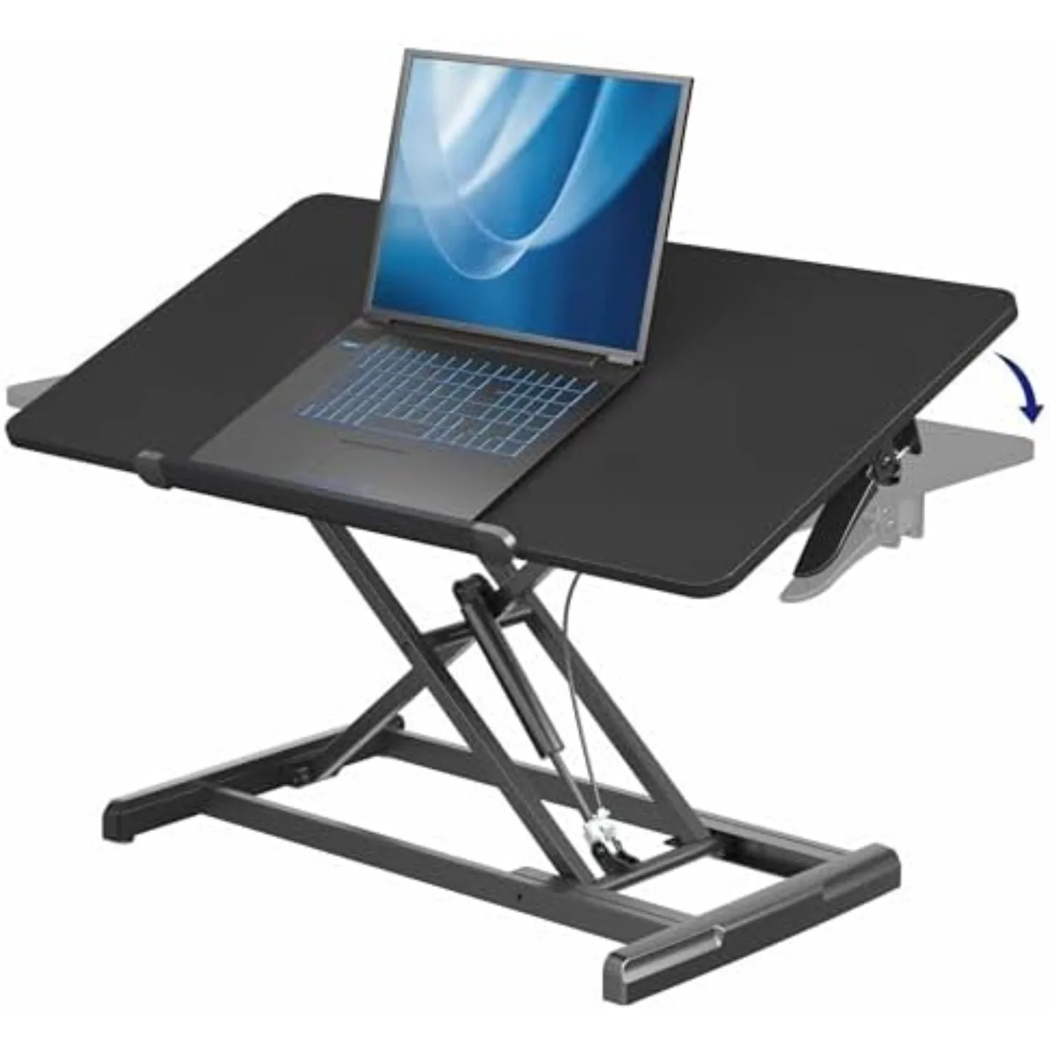 36 inch Height Adjustable Tilting Stand Up Desk Converter, Quick Sit to Stand Single Top Keyboard Riser, Laptop