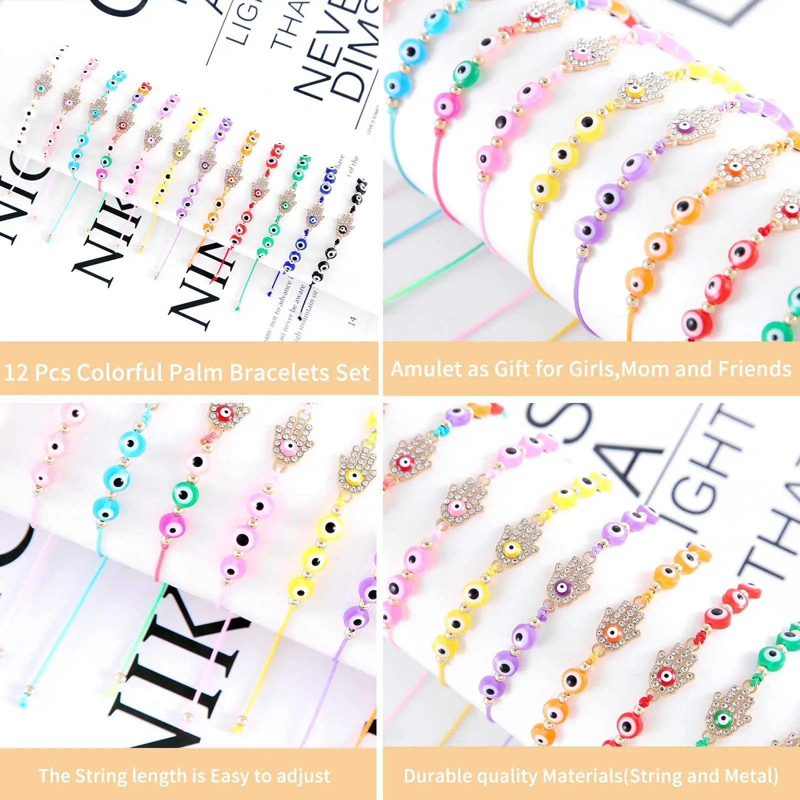 11PCS Polymer Clay Letter Beads Kit - Bohemian Alphabet Beads with Stretch Strings for Custom Friendship Bracelets Making