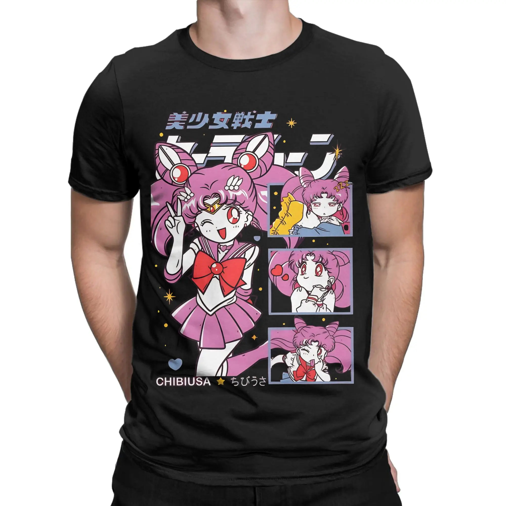 Chibiusa Tsukino Funny Graphic 100% Cotton T-Shirt Tsukino Usagi Tops Tees For Men