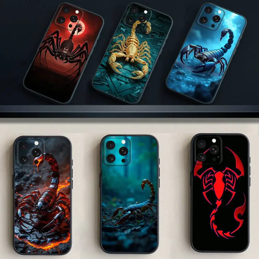 

Art S-Scorpion A-Animal Phone Case For iPhone 17,16,15,14,13,12,11 Plus,Pro Max,XS,X,XR,SE,Mini,8,7,Soft Silicone Black Cover