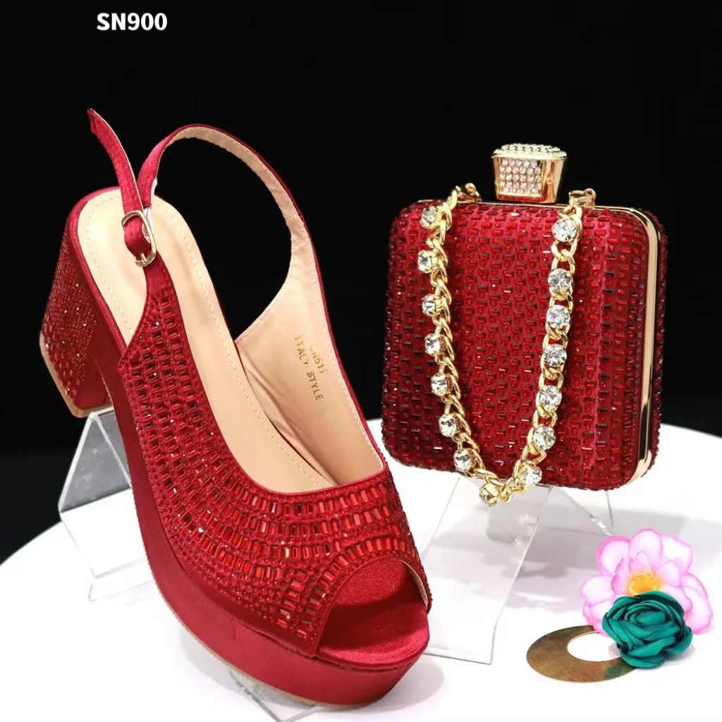 New arrival gold shoes and bag african PU leather shoes bag set for african woman