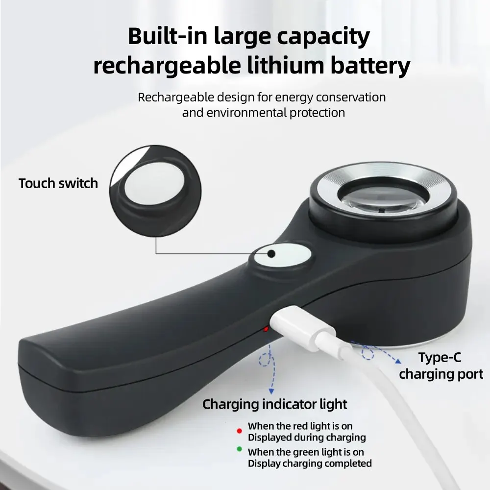 

Увеличительное стекло, двойная оптическая стеклянная лупа, перезаряжаемая светодиодная лампа для чтения монет, осмотра ювелирных изделий, 10X, портативная