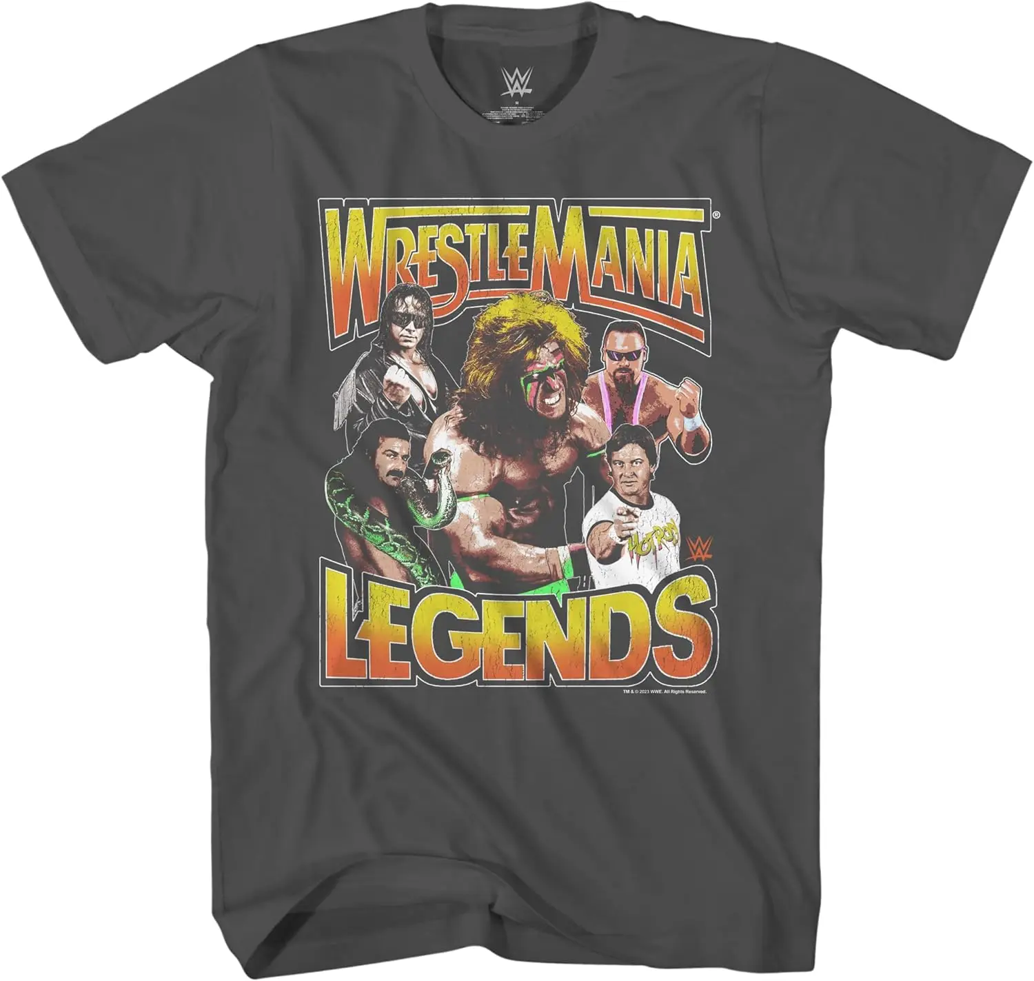 Wrestlemania Legends Ultimate Warrior Bret Hart Adult T-Shirt