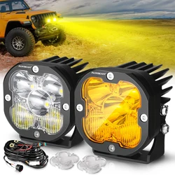 AUXBEAM 트럭 SUV 4WD 용 LED 작업등 포드, 3 인치, 3000K 앰버, 6500K 화이트 스팟, 플러드, 콤보 오프로드 LED 안개등