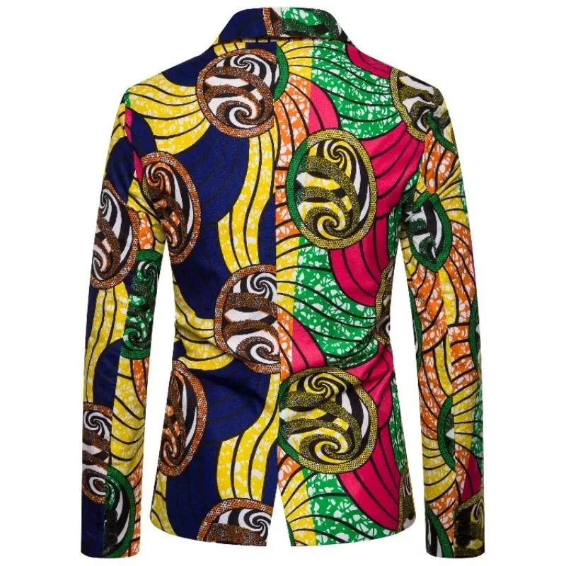 Ethnic Style Multicolor Printed Blazers for Men African Clothing Linen Cheap Elegant Ternos Social Masculino Mens Suits Jackets