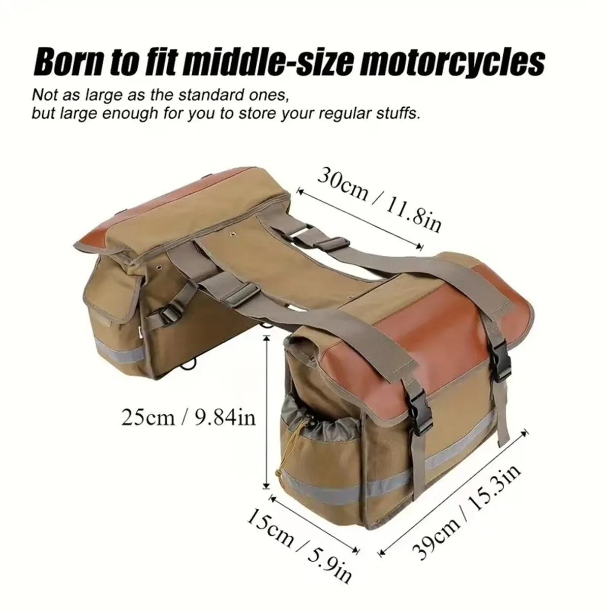 Motorcycle Saddle Bag Black/Brown/Green Canvas Waterproof Panniers Motorbike Luggage Fit Touring For Kawasaki, Suzuki, Vulcan Et view 3