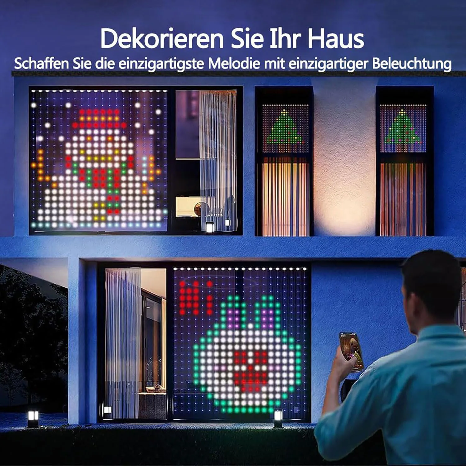 400-1200led cortina de luz inteligente aplicação bluetooth led luz corda rgb ic luz de fadas corda diy mudança de música display