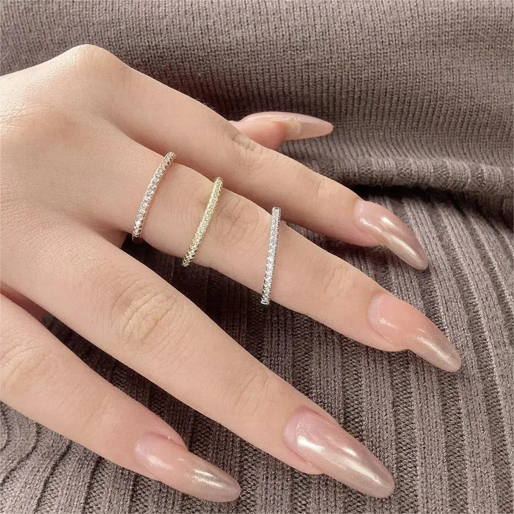 Anillos pequeños y delicados de circonia Micro pavé para mujer, anillo de cristal elegante a la moda para citas diarias, joyería para mujer, regalos