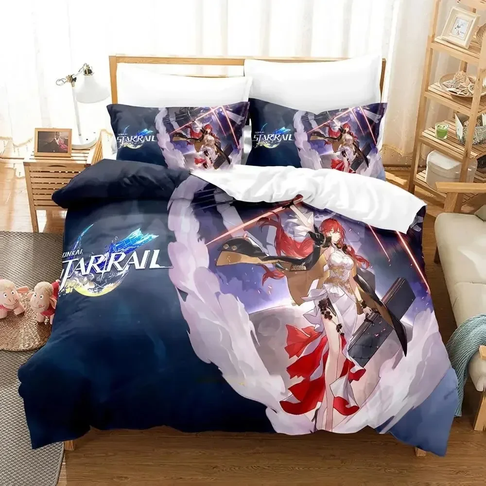 Anime Honkai Star Rail Comfortable Duvet Quilt Cover Pillowcase Bedding Set Children Bedroom Decoration Home Textile