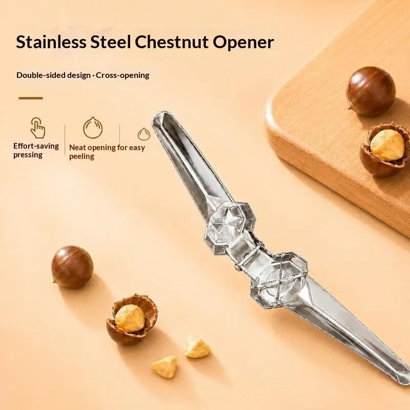 High Quality Stainless Steel Two In One Chestnut Peeler With Cutter And Bottle Opener Sheath Kitchen Nut Processing Supply