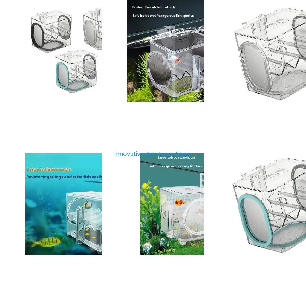 E1PC Acrylic Fish Breeder Box Divider with Hanging Design, Fry Care Use, Water Vents, View-Through Inner Space for Breeding