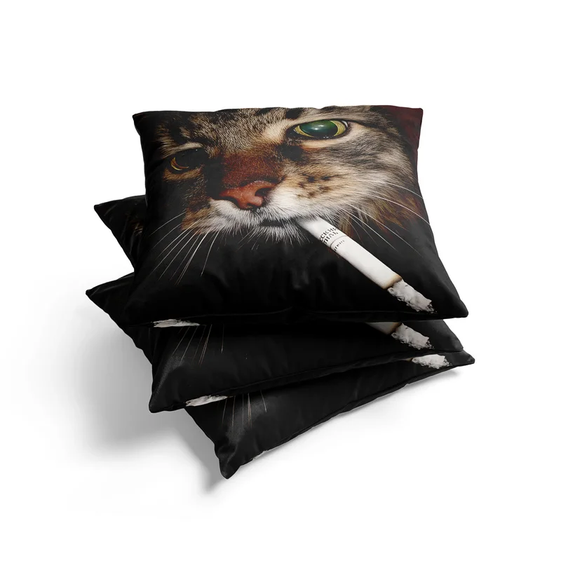 Aertemisi 18'' x 18'' Funny Smoking Cat Meme Square Throw Pillow Cushion Covers Cases Pillowcases 45cm x 45cm