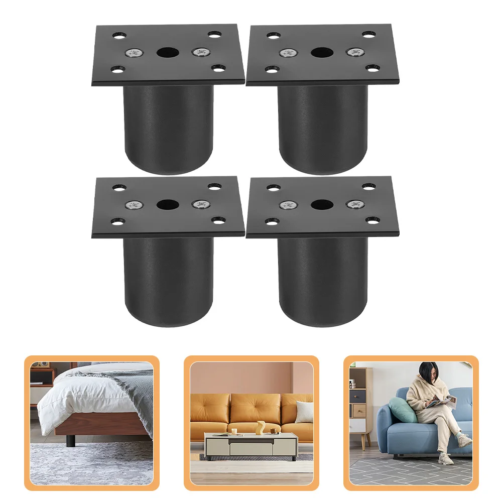 

4pcs Adjustable Furniture Legs Aluminum Alloy 5cm Black Sofa Feet Cabinet Risers Durable Load Bearing Stable Support for Home