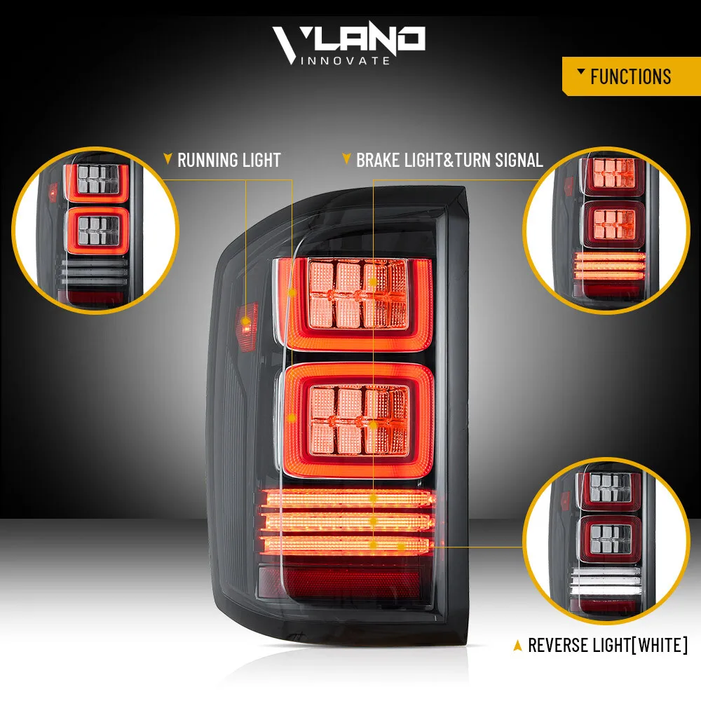 Set FULL LED Tail Lights For Silverado1500 2500 3500 2014-2018 W/Animation,enhancing the car's personalization and safety