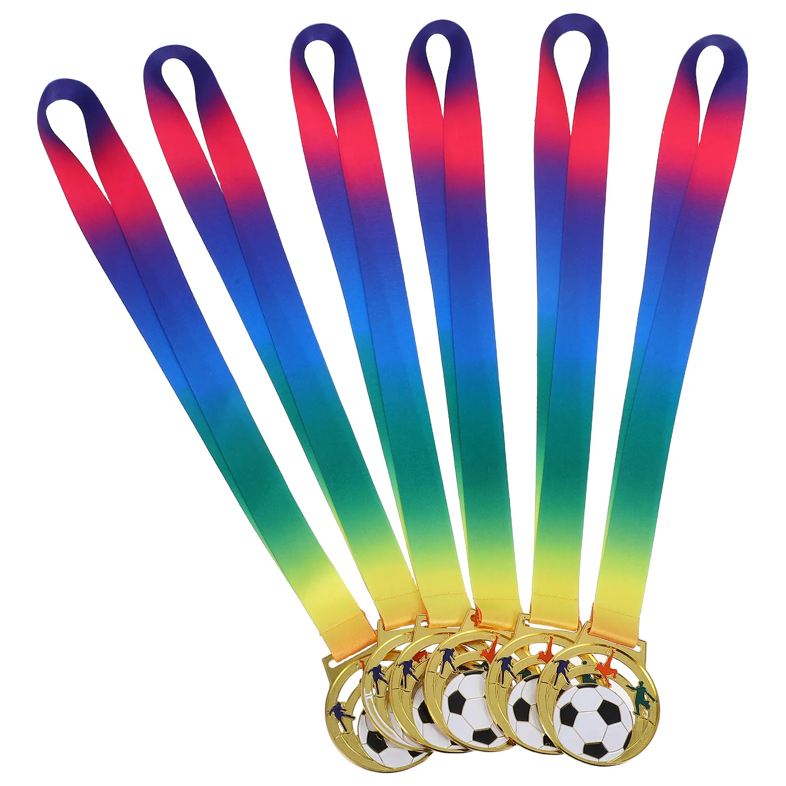 

Набор из 6 легких спортивных медалей из сплава для футбола, наградные кубки для соревнований по футболу с вырезанным узором