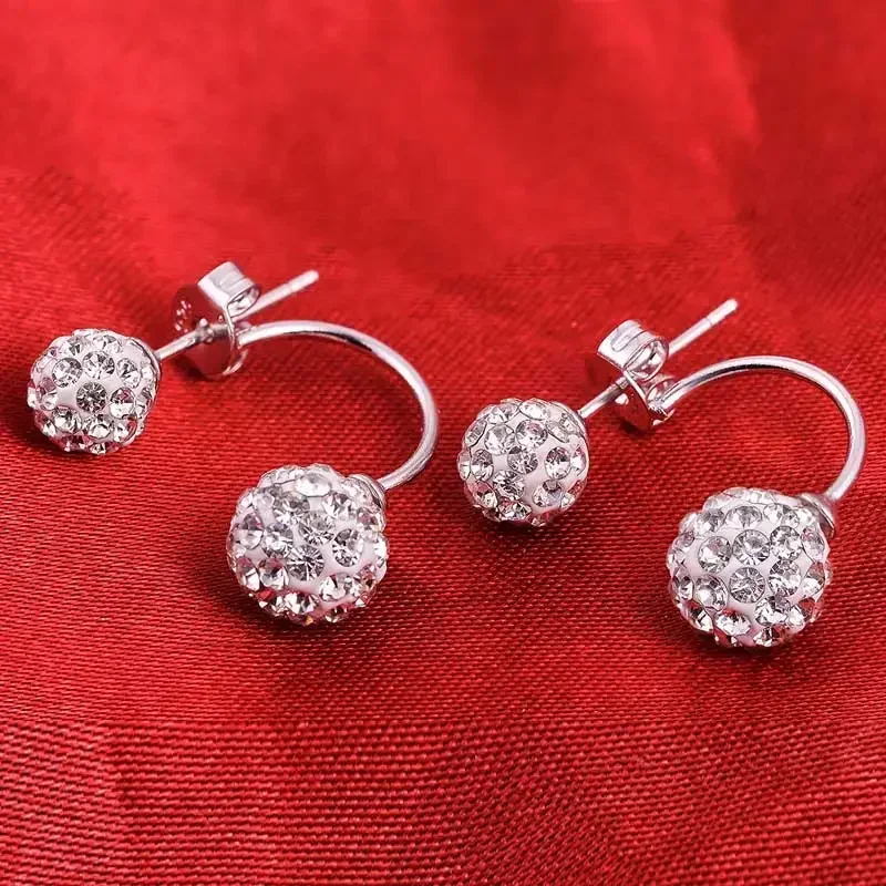 2024 New Round Ball Beads Crystal Dangle Drop Earring for Women Fashion Christmas Gifts Hook Jewelry E1902