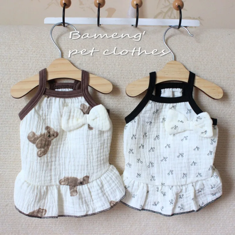 

Summer Bear Vest Dress Dog Clothes Suspender Skirt Small For Dogs Clothing Pet Outfits Yorkies Print Girl Designer Dog Clothes