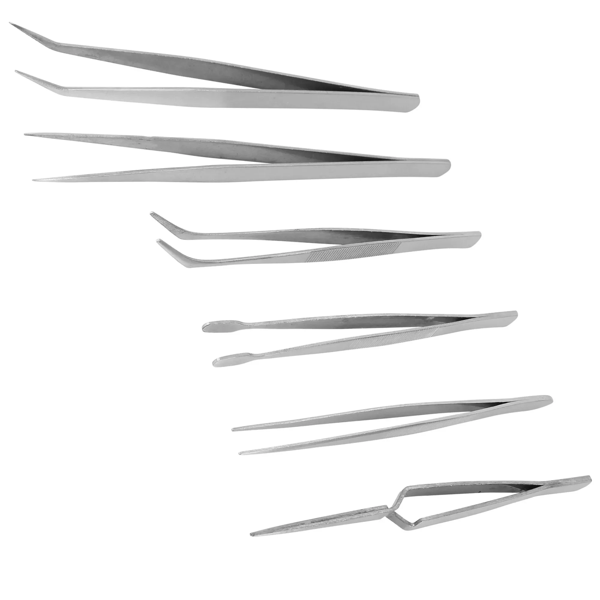 Hyper Tough 6-Piece Fine Point Stainless Steel Tweezer Set