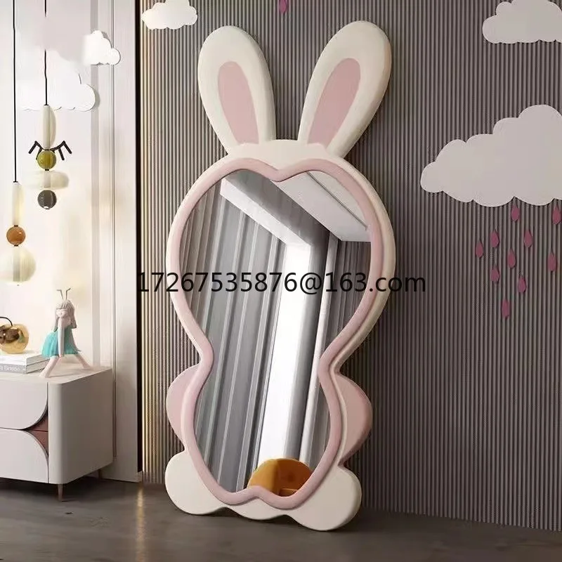 

Зеркало в полный рост для девочек, зеркало специальной формы для спальни, милое кремовое напольное зеркало с ветром