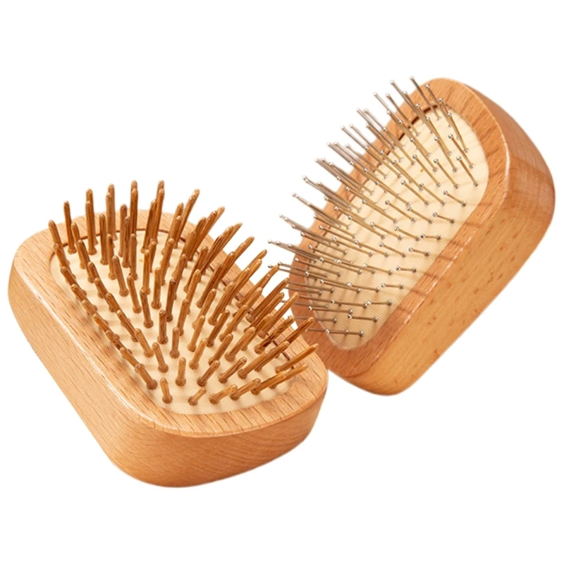 

Mini Wood Hair Brush with Steel Bristles Scalp Massager for Healthy Soft and Comfortable Hairbrush Massage Comb