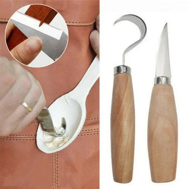 1PCS DIY Hook Knife Carving Tools Ergonomic Woodworking Spoon Durable Crooked Beginners Sculptural Stainless Steel Professional