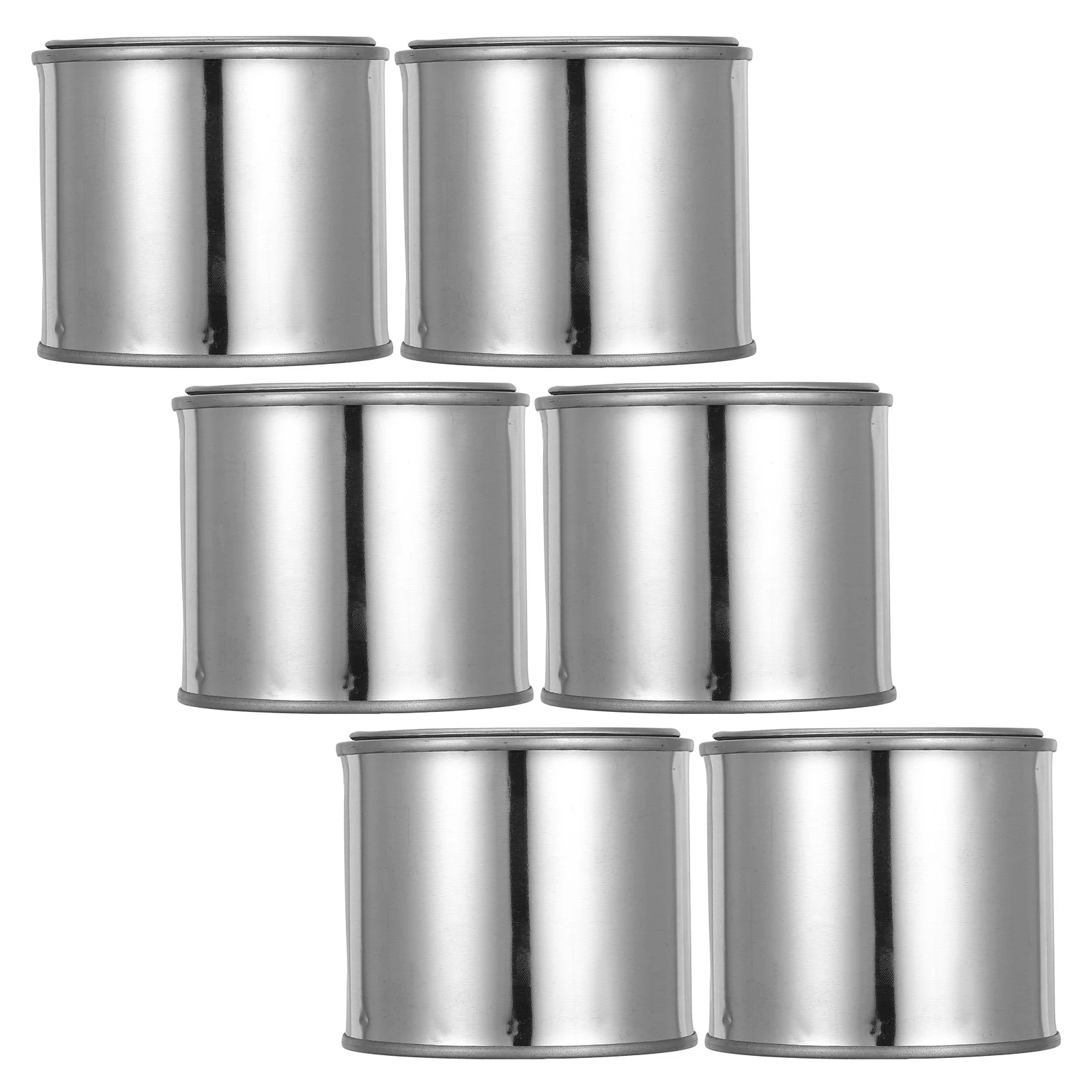

6 Pcs Small Paint Empty Half Gallon Cans Enamel Silver Leftover Storage Containers