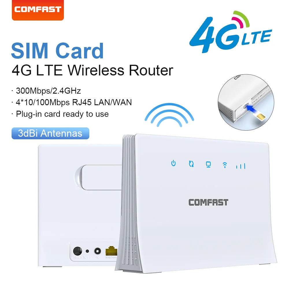 COMFAST 300Mbps 4G LTE WiFi Wireless Router SIM Card CAT4 Routers LAN RJ45 Port Mobile 2.4G Wifi-Router Wi fi Modem AP Outdoor