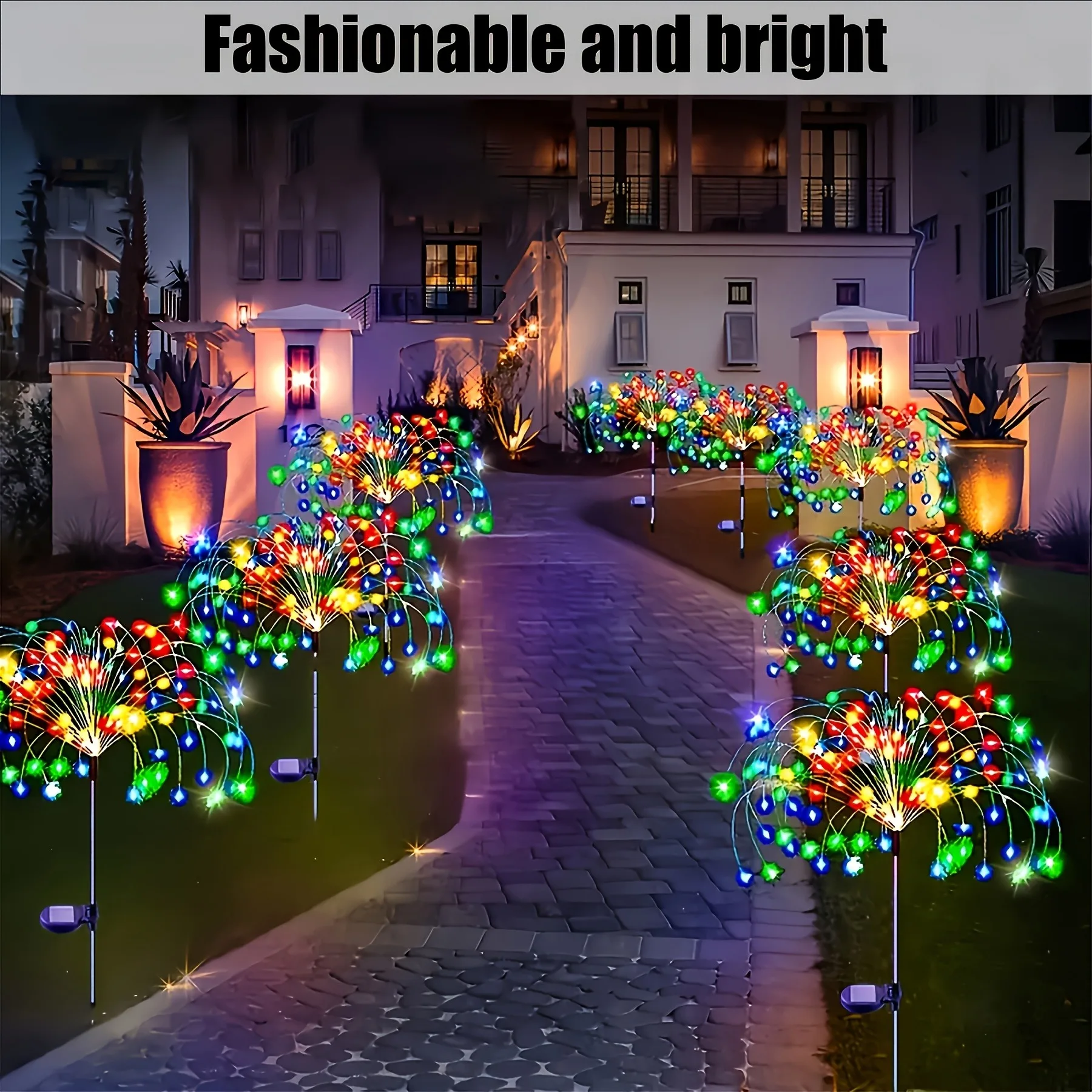 

60/200 светодиодов, солнечные гирлянды, уличный садовый цветочный светильник, водонепроницаемые фейерверки для сада, рождественской вечеринки, украшения «сделай сам»