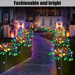 60/200LEDs Solar Firework Lights Outdoor Waterproof Solar Garden Lights 8 Lighting Modes With Remote Control Decorations Light