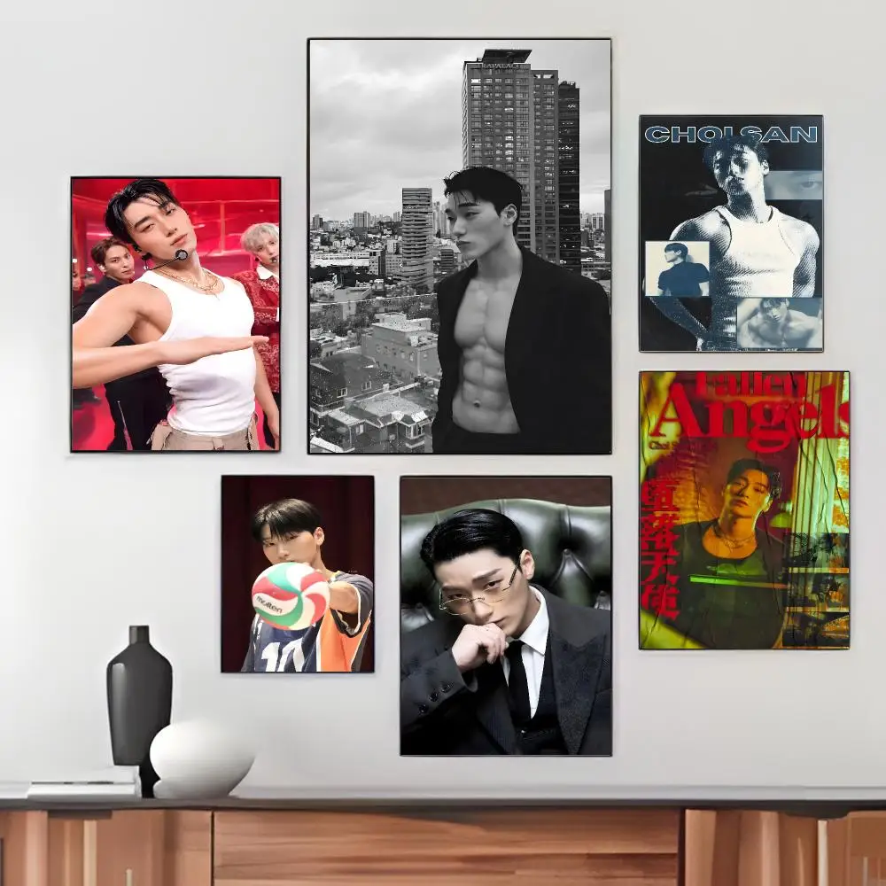 Kpop Idol C-Choi San Poster Pegatina artistica HD autoadhesiva impermeable para salon dormitorio
