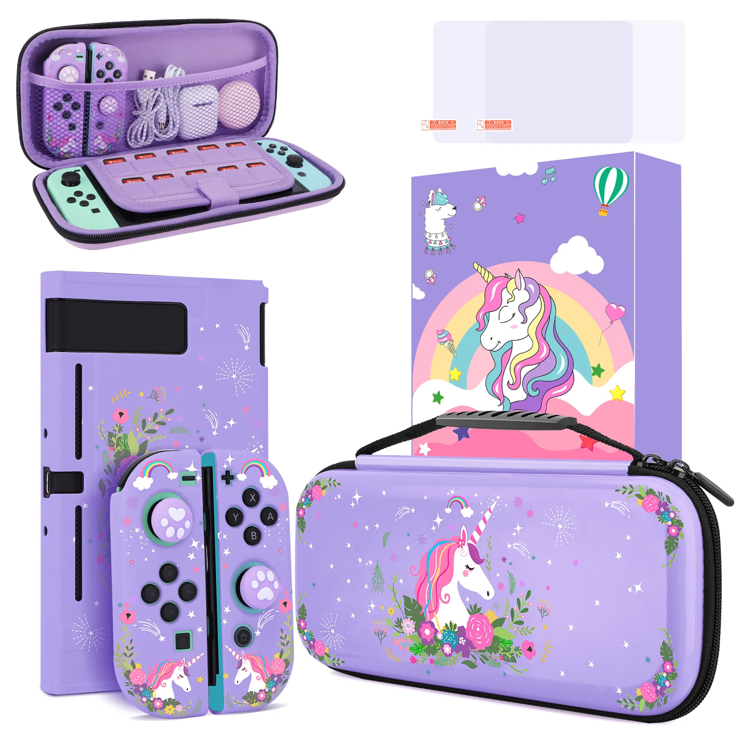 Bolsa de almacenamiento de unicornio para Nintendo Switch, bolsa de transporte de viaje, funda protectora para consola de juegos, accesorios para