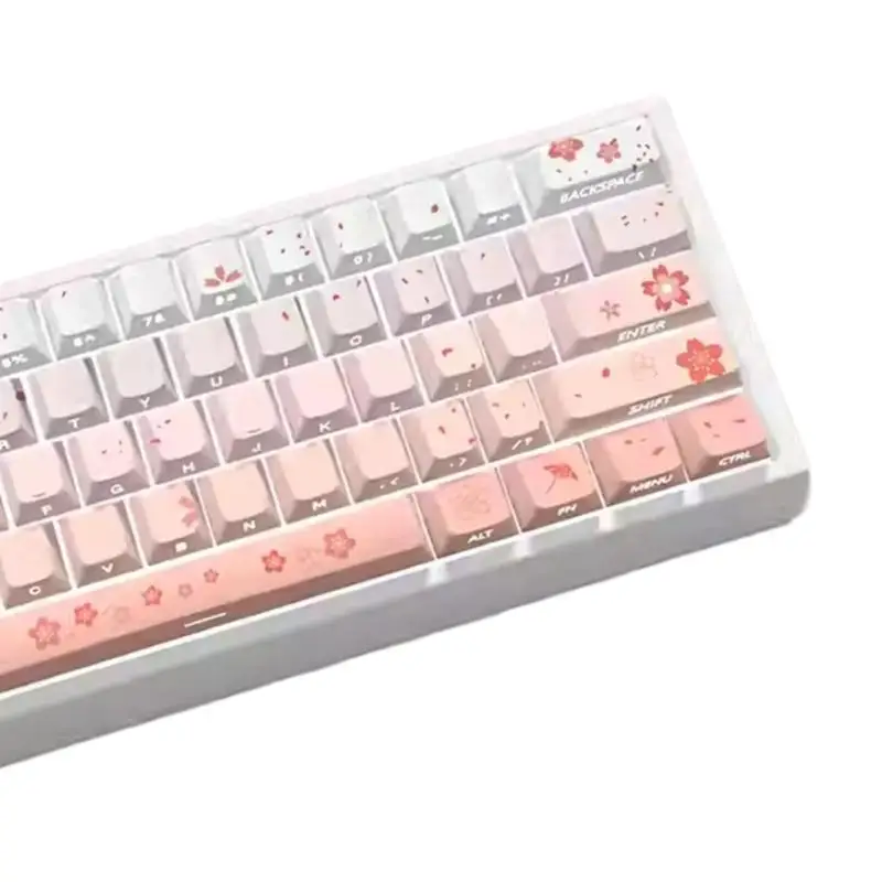 

652F 74-клавишные колпачки Sakuras Keycaps с боковым принтом и подсветкой для клавиатур 60 61