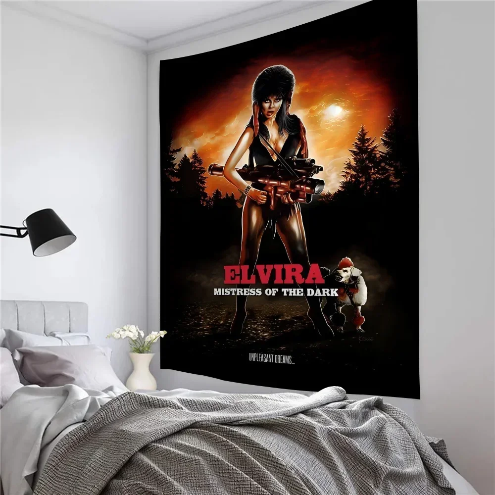 Film E-Elvira M-Mistress D-Dark Tapestry Art Printing Art Science Fiction Room Home Decor Wall Art Decor