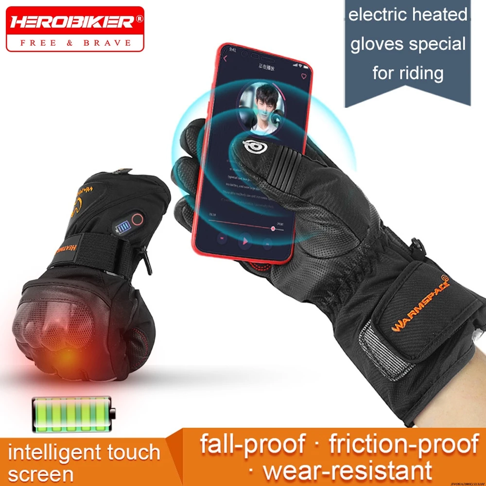 

Motorcycle Heated Gloves Winter Skiing Warm Waterproof Heated Rechargeable GlovesTouchscreen winter Thermal Gloves for Men Women