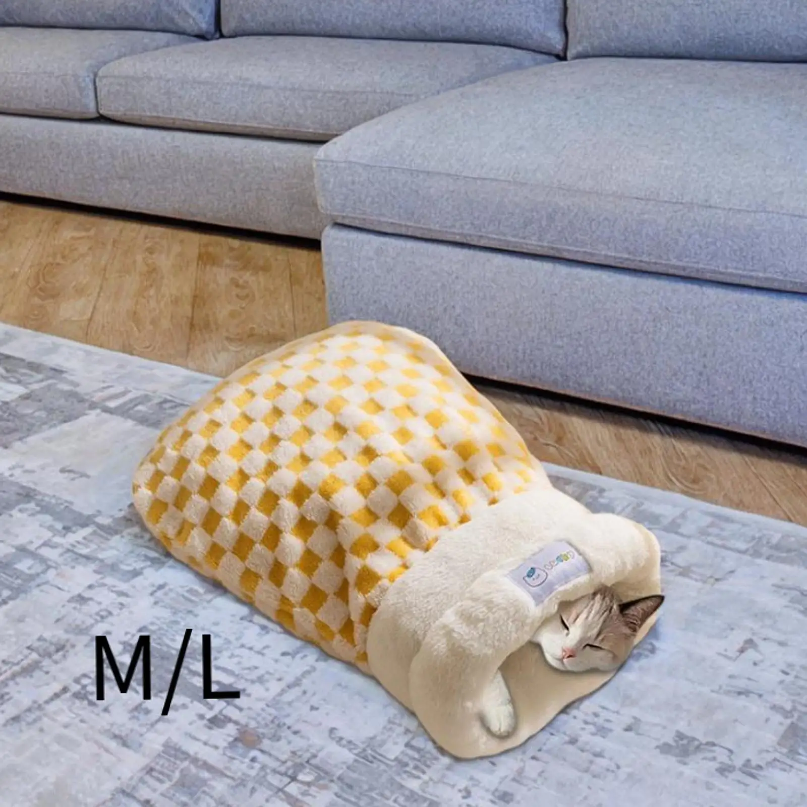 كيس نوم للقطط، سرير استراحة، لطيف، دافئ، قطيفة، نفق عناق، كيس عناق، حيوان أليف #4