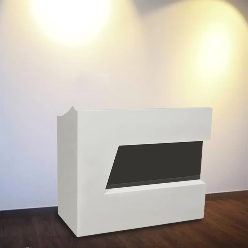 Custom, Small White MDF Modern Reception Desk Front Design Counter Beauty Salon