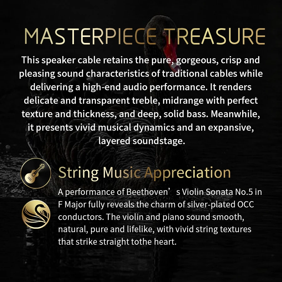 QINCROWN Premium Audiophile Speaker Wire 7N OCC Silver Plated Conductor Banana Plug HiFi Cable for Turntable Amp Speaker