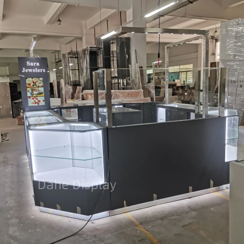 custom.Elegant Custom Made Shop Mall Showroom Watches And Jewelry Kiosk jewelry display kiosk for shopping mall glass Display Sh