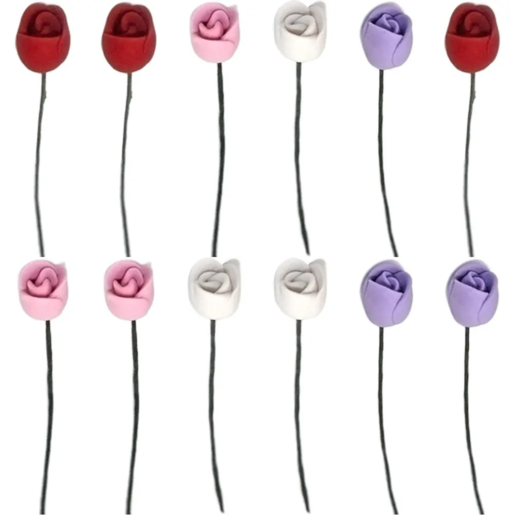 

12Pcs Mini Tulip Flower Decor Clay Miniature Flower Models for House Mini Landscape Decor Garden Table Desk Decoration